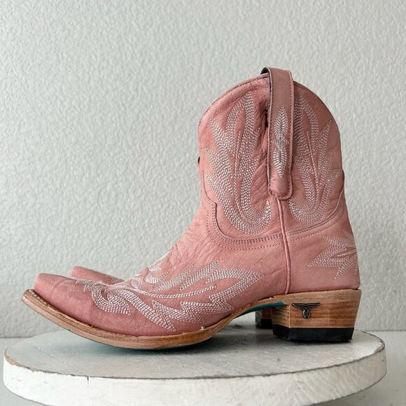 Pink Ankle Boots with Embroidered Design - Picture 5 of 16